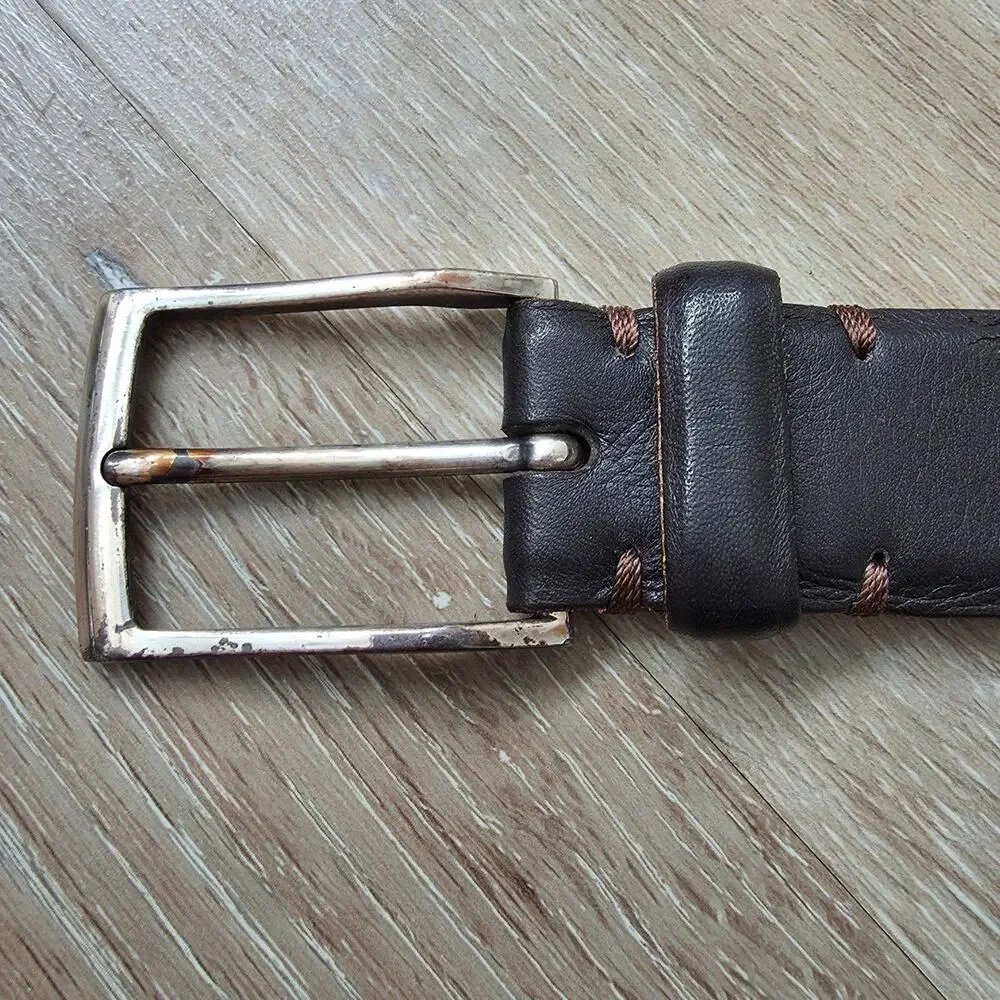 Martin Dingman Dark Brown/Black Leather Dress Belt 100/40 Minimalist Casual